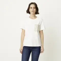 BASEMENT - Camiseta Mujer con Bordado Manga corta de Algodón