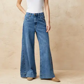 BASEMENT - Jean Wide leg Mujer Tiro alto