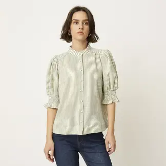 BASEMENT - Blusa Mujer de Rayas Manga corta globo