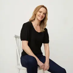 NEWPORT - Blusa Mujer Textura Manga corta