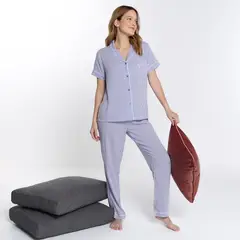 SYBILLA - Pijama completa con short para Mujer Manga corta de Viscosa