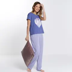 SYBILLA - Pijama completa con short para Mujer Manga corta de Algodón