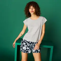 BLU - Pijama completa con short para Mujer Manga corta de Algodón