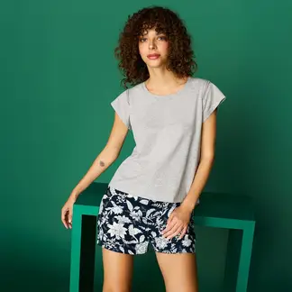 BLU - Pijama completa con short para Mujer Manga corta de Algodón