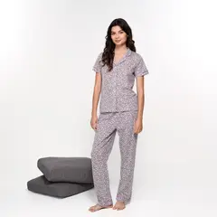 SYBILLA - Pijama completa con pantalón para Mujer Manga corta de Algodón