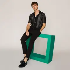 BASEMENT - Camisa Hombre Tejido Manga corta