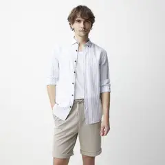 BASEMENT - Camisa Hombre Manga larga Slim de Lino