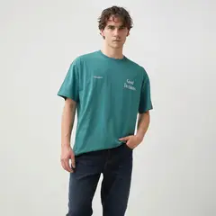 BASEMENT - Camiseta Hombre con Estampado de Algodón