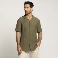 BASEMENT - Camisa Hombre Manga corta Classic fit