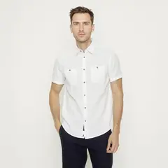 UNIVERSITY CLUB - Camisa Hombre Manga corta Slim fit de Lino