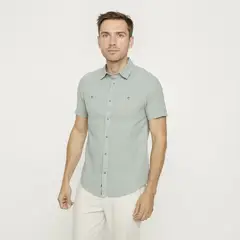 UNIVERSITY CLUB - Camisa Hombre Manga corta Slim fit de Lino