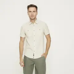 UNIVERSITY CLUB - Camisa Hombre Manga corta Slim fit de Lino