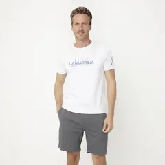LA MARTINA - Pijama Hombre Corto Manga corta con Logo de Algodón
