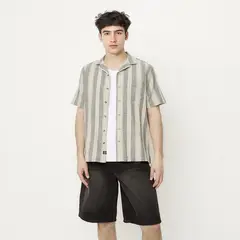 BEARCLIFF - Camisa Hombre Manga Corta de Rayas de Algodón