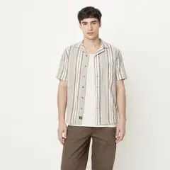 BEARCLIFF - Camisa Hombre Manga Corta de Rayas de Algodón
