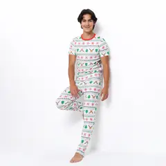 FEDERATION - Pijama Navideña Cintura elásticada para Niño 2 piezas Manga corta de Algodón