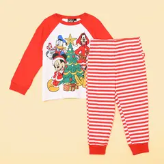 STD CHARACTERS - Pijama Navideña Cintura elásticada para Niño 2 piezas con Estampado Manga larga de Algodón