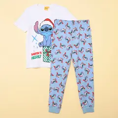 LILO & STITCH - Pijama Navideña Cintura elásticada para Niña 2 piezas con Estampado Manga corta de Algodón