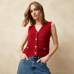 BASEMENT - Chaleco Mujer Tejido de Algodón