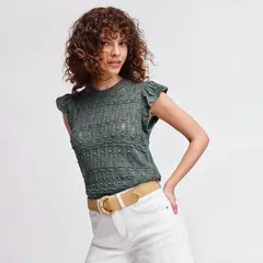 UNIVERSITY CLUB - Blusa Mujer Tejido Manga corta de Algodón