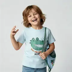 YAMP - Camiseta para Niño con Estampado Manga corta de Algodón