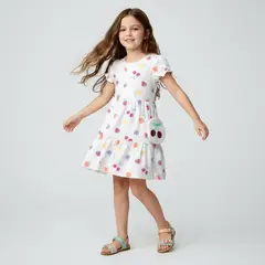 YAMP - Vestido para Niña 2 piezas Con accesorio Manga corta de Algodón