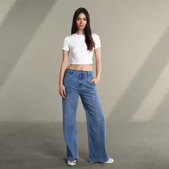 SYBILLA - Jean Super Wide leg Mujer Tiro bajo