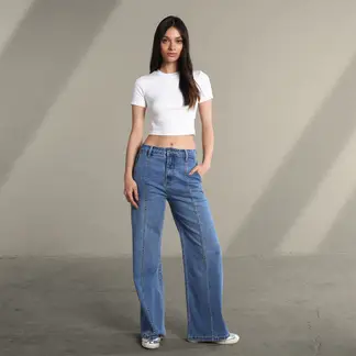 SYBILLA - Jean Super Wide leg Mujer Tiro bajo