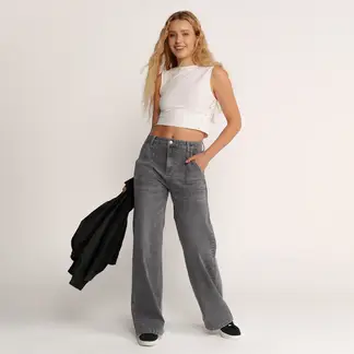 SYBILLA - Jean Super Wide leg Mujer Tiro bajo