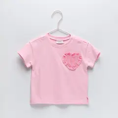 YAMP - Camiseta para Bebé niña Con aplique Manga corta de Algodón