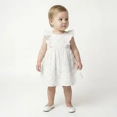 YAMP - Vestido para Bebé niña con Ojalillo de Algodón