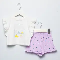 YAMP - Sets Camiseta manga corta + Short para Bebé niña en Algodón