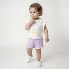YAMP - Sets Camiseta manga corta + Short para Bebé niña en Algodón