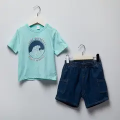 YAMP - Sets Camiseta manga corta + Short para Bebé niño en Algodón