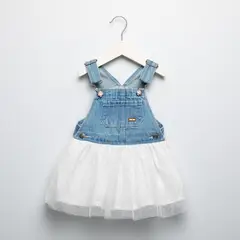 YAMP - Vestido para Bebé niña Denim de Algodón