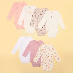 YAMP - Bodies Para Bebé niña Pack de 7 unidades Manga larga de Algodón