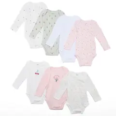 YAMP - Bodies Para Bebé niña Pack de 7 unidades Manga larga de Algodón