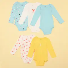 YAMP - Bodies Para Bebé niña Pack de 5 unidades Manga larga de Algodón