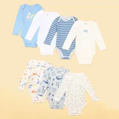 YAMP - Bodies Para Bebé niño Pack de 7 unidades Manga larga de Algodón