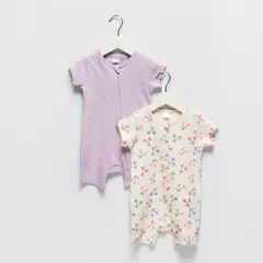 YAMP - Pijamas Para Bebé niña Pack de 2 unidades con Estampado Manga corta de Algodón