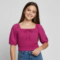 ELV - Blusa para Niña Textura Manga larga de Algodón