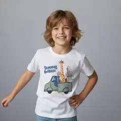 YAMP - Camiseta Para Niño con Estampado Manga corta de Algodón