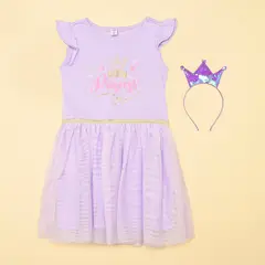YAMP - Vestido para Niña con Estampado Manga corta + Accesorio
