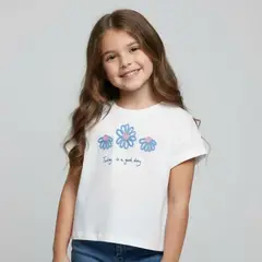 YAMP - Camiseta para Niña Manga corta de Algodón