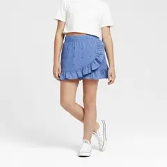 YAMP - Falda para Niña con Boleros Cintura elásticada de Algodón