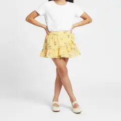 YAMP - Falda para Niña con Boleros Cintura elásticada de Algodón