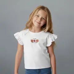 YAMP - Camiseta para Niña con Estampado de Algodón