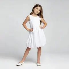 YAMP - Vestido para Niña Con accesorio de Algodón