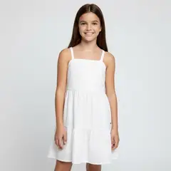 ELV - Vestido para Niña con Ojalillo de Algodón