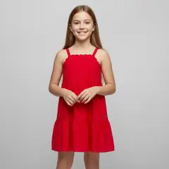 ELV - Vestido para Niña con Ojalillo de Algodón